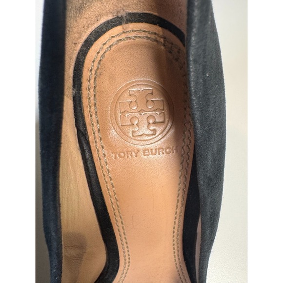 Tory Burch Astoria Wedge Shoes Lancaster Suede Black Pumps Heels Womens Size 7 - Picture 3 of 8
